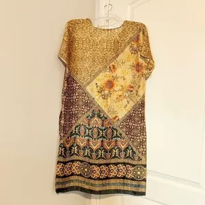 ZARA Women's Designer Bohemian Hippie Tunic Paisley Kaftan Belt thumbnail 7