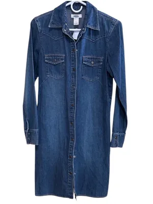Old Navy Denim Blue Long Sleeve Dress and/or Duster thumbnail 2