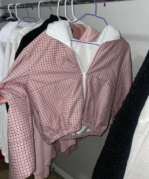 pink plaid puffer jacket Size M thumbnail 1