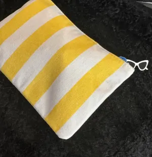 ipsy Ipsy Yellow & White Striped Cosmetic Glam Bag thumbnail 5