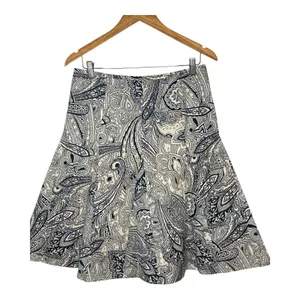Talbots Paisley A-Line Skirt Womens 6 Blue White Cotton Blend Knee Length Zipper thumbnail 9