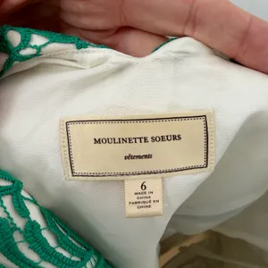 Moulinette Soeurs Anthropologie Green Lace Cream Fit & Flare Dress‎ Size 6 thumbnail 3