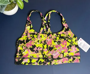 Lululemon Energy Bra Luxtreme NWT Size 2 Inflect Floral Highlight Yellow Multi thumbnail 2