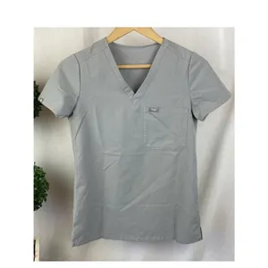 Figs Set 2 Gray Short Sleeve Medical Scrub Tops XXS thumbnail 4