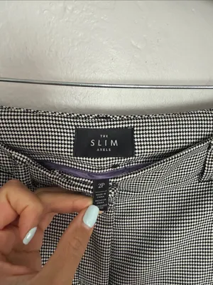 Whbm White House black market Slim ankle Dress Pants black white 2P petite thumbnail 7