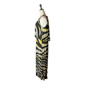 Chico's Black And Gold Zebra Print Jersey‎ Sleeveless Halter Neck Maxi Dress S thumbnail 6
