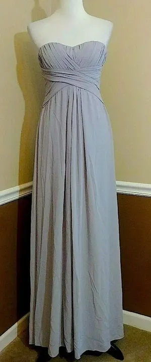 Minuet Maxi Dress Gray Pleated Chiffon Strapless Formal Gown Small from Modcloth thumbnail 1