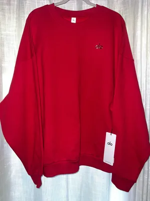 Alo Yoga Accolade Crew Neck Pullover NWT Bold Red Size XL thumbnail 2