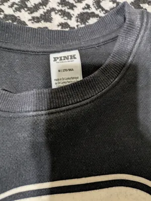 Victoria's Secret PINK Black Fleece Crewneck Sweatshirt Size Medium thumbnail 6