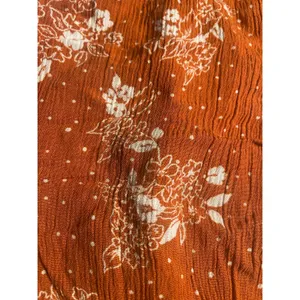 Three Dots Rust Floral Ditsy Dot Smocked High Waist Wide Leg Palazzo Pants M thumbnail 2