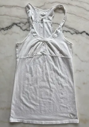 Vintage Y2K Abercrombie & Fitch Babydoll Tank White Empire Waist Moose Cami thumbnail 1