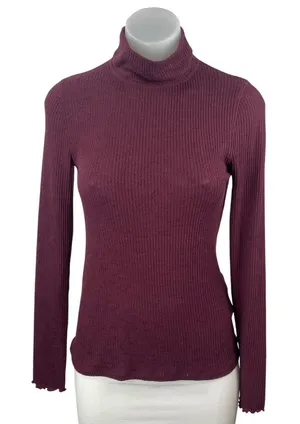 Abercrombie & Fitch Women's Red Turtleneck Long Sleeve Knit Sweater Top Size S thumbnail 1