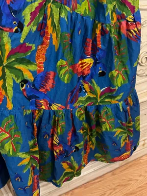 FARM RIO Blue Sunny Day One Shoulder Tropical Print Maxi Dress Sz:Medium thumbnail 9