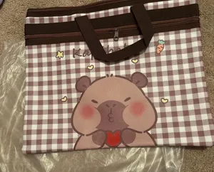 New capybara fabric‎ tote Brown thumbnail 1