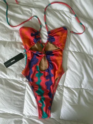 One Piece Swimsuit in Orange Purple Pink XS thumbnail 1