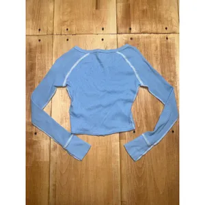 BDG Urban Outfitters‎ Blue Pointelle Waffle Knit Long Sleeve Crop Top XS thumbnail 5