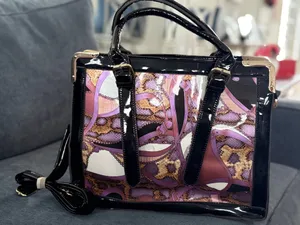 Stylish Black and Purple Women's Vintage Look Handbag thumbnail 1