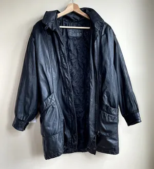 Jacqueline Ferrar genuine‎ leather jacket heavy vintage front pockets women's XL thumbnail 1