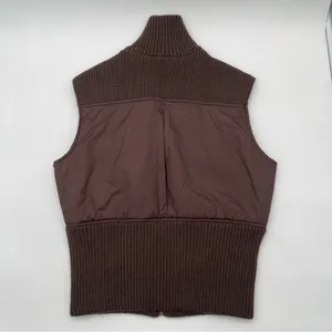 Vtg Y2K Twenty One Brown Puffer & Knit Vest Zip Up Chunky 2000s Size Large thumbnail 6
