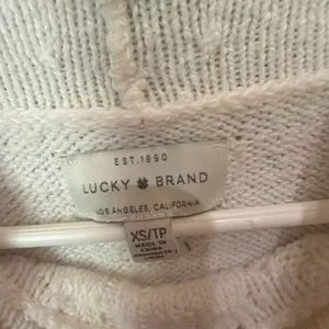 Lucky Brand Pointelle Turtleneck Cable Knit Bell Sleeve Sweater Ivory XS #1300 thumbnail 6