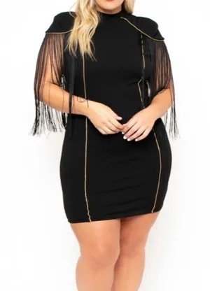 NWT Fringe cape-sleeve dress thumbnail 3