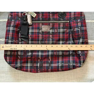 Vintage COACH Poppy Tartan Plaid Large Glam Tote Bag Y2K With Wallet EUC thumbnail 6