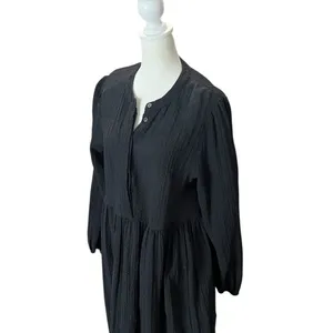 Frances Hart Black Gauze Maternity Midi Dress Long Sleeve Pockets XS thumbnail 3