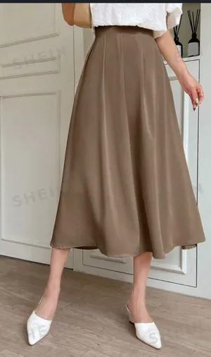 SheIn Dazy Skirt Sz M High Waist Midi Modest Satin Minimalist Capsule Wardrobe thumbnail 1
