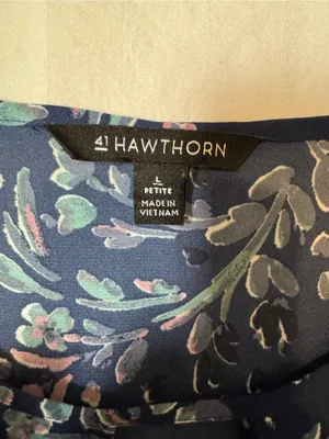 41 Hawthorn Stitch Fix Tie Sleeve Floral Blouse Womens -Large Petite thumbnail 3