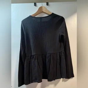 Altar'd State Black Textured Long Sleeve Blouse thumbnail 2