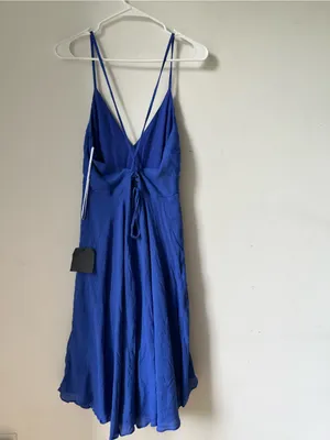 Lulus Troulos Royal Blue Lace Up Midi Dress Size M NWT Open Back Rayon thumbnail 6