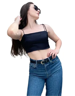 Zara Smocked Satin Bow Tie Strap Minimalist Chic Going Out Crop Party Top Small thumbnail 1