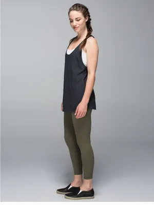 Lululemon Om Racerback Tank Heathered Black Grey Long Loose Yoga Top thumbnail 5