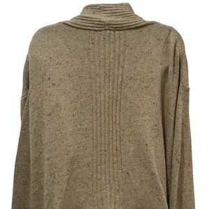 NEW‎ Easel Tan Multicolor Micro Dot Ruffle Cardigan Holiday Wool Blend Cozy L thumbnail 6