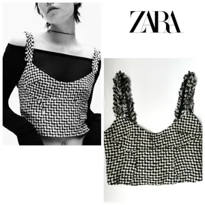 Zara |‎ Monochrome Houndstooth Tank Top | women’s Sz XS thumbnail 2