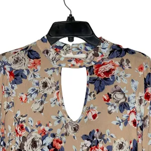 Altar'd‎ State Blouse Size Small Tan Multi Color Floral Flare Sleeves Womens Top thumbnail 2