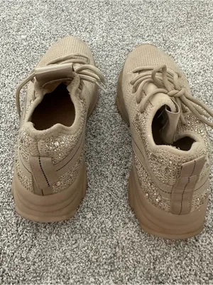 SHIMMERR Neutral Pink/Tan Knit Lace-Up Athletic Sneakers thumbnail 5