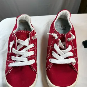 Dunes Sport Reesa Womens Sneakers Red Lace Up Low Top Size 7W Wide thumbnail 1