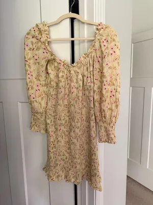 Faithful The Brand Gombardy Dress yellow‎ floral smocked long sleeve thumbnail 2