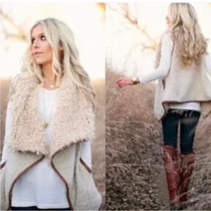 Anthro Love Tree Mushroomcore Vegan Faux Asymmetrical Leather Goblin Trim Vest S thumbnail 2