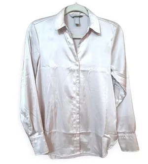 Elegant H&M Pink Satin Blouse thumbnail 1