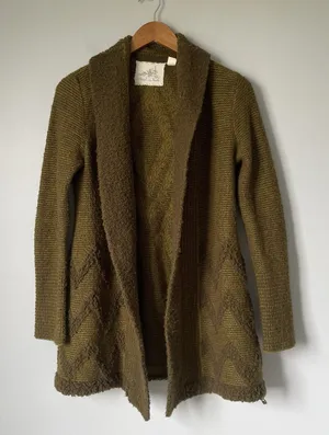 Anthropologie Angel of the North Equinox Wool Blend Cardigan Sweater Green Med. thumbnail 1