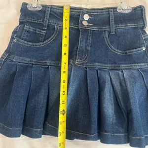 SheIn Dark Blue Pleated Denim Ultra Mini Skirt Size Medium thumbnail 7