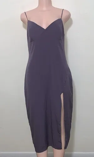 Windsor Plum Crepe Slip Midi Dress woman size LARGE zippered back thumbnail 3