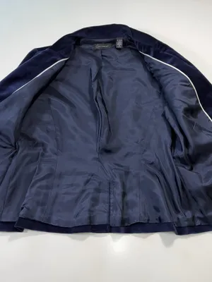 Context Tailored Velvet Blazer in Dark Blue Size 10 NWOT thumbnail 5