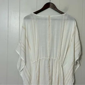 Lovestitch White Striped Kimono Cover Up S/M Boho Beach Caftan Tassel Tie thumbnail 2