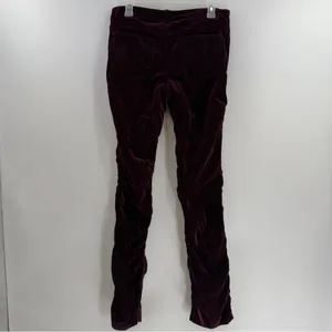 Theory Ruched Velvet Pants 8 Mulberry Purple Y2K Low Rise Slim Leg Stretch USA thumbnail 5