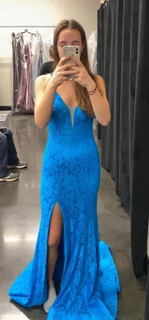 Sherri Hill Blue Gown thumbnail 1