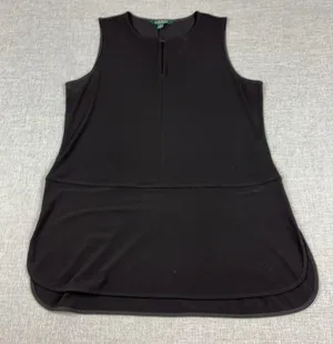 Lauren Ralph Lauren Tank Tunic Womens L Black Round Neck Sleeveless Jersey Top thumbnail 1