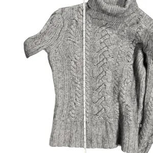 Abercrombie Sweater Wool Angora Cable Knit Turtleneck Y2K Preppy Gray Medium thumbnail 8